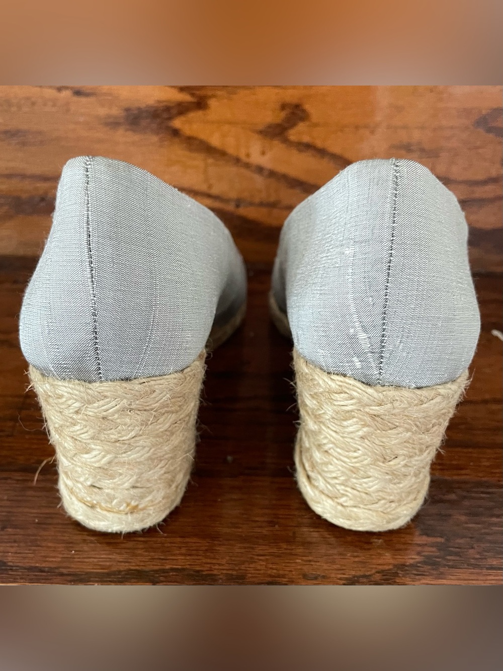 Lauren Ralph Lauren Cecilia Espadrille Wedge Sandals Silver Linen Women’s 6.5 - Picture 3 of 7